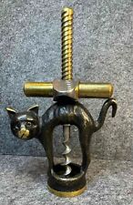 Corkscrew Cat Walter Bosse Brass Black 1950s MCM Barware Germany