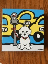 Marc Tetro New York Bichon Canvas Mounted 6x6 Very Nice Fun Picture