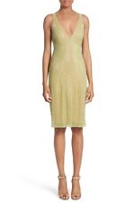 NAEEM KHAN Pale Green Caviar Beaded Sequin V-Neck Cowl Back Cocktail Dress 6 US