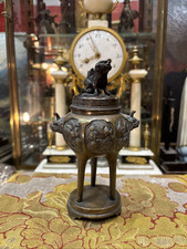 Ancien brule parfums bronze chinois chinese chien de fo epoque fin XIXe antique