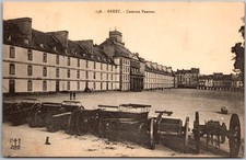 Antique Postcard Caserne Fautras Cannons Courtyard Brest, France 1910s