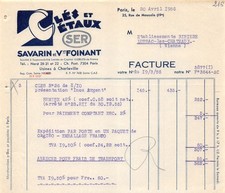 1956 CLES ET ET ETAUX SAVARIN ET WIDUVE FOINANT A PARIS - ETS RIBIERE A LUSSAC LE