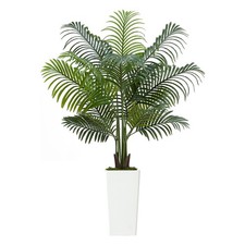 Uimoso Palmier Areca artificiel tropical avec pot blanc, hauteur 1,5 m