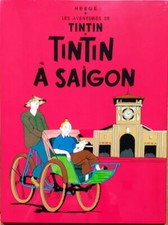 TABLEAU BOIS LAQUÉ - LES AVENTURES DE TINTIN A SAIGON / 40 x 30 cm