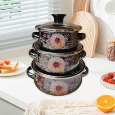 Lot de 3 marmites en émail