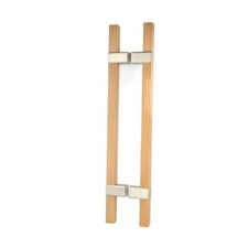 Poignée de Porte Bois Inox Sauna 450 MM Verre sur les Deux Côtés Hêtre