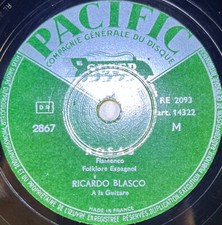 Ricardo Blasco : Rosas / Granadinas 78 tours PACIFIC 2867 GUITARE FLAMENCO