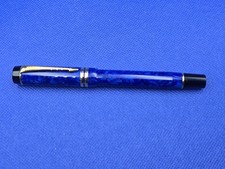 Parker Duofold Blue Marbled Fountain Pen | Gold Trim | 18K Nib