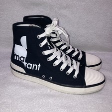 Isabel Marant Benkeen Black White Canvas Hi Top Sneakers Womens Size 8