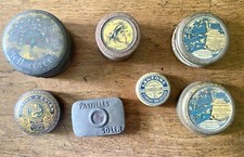 OLD LOT OF 7 METAL ADVERTISING BOXES 1900