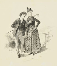 Paire regardant au loin, 1891 | Dessin à la plume de Josef B. ENGL
