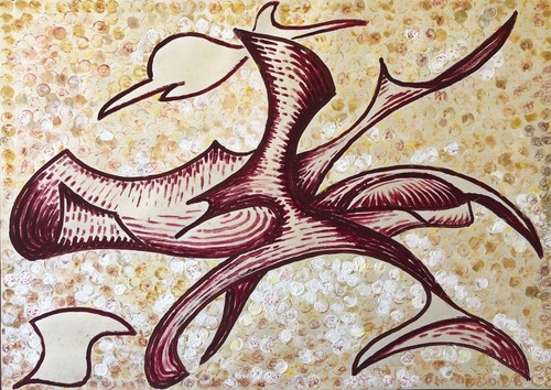 Art contemporain gouache fin - ,