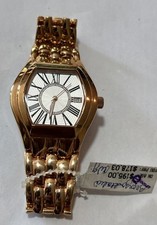 Bronzo Italia Roman Numeral Dial Panther Link Watch with Date Window NEW QVC