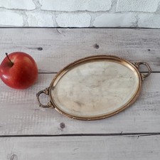 Petit plateau ancien en laiton argenté travail d’orfèvrerie avec poinçon France