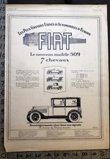 1925 FIAT MODEL 509 SEDAN ROADSTER COUPE LUXURY PARIS CHAMPS AUTO CAR AD 34181