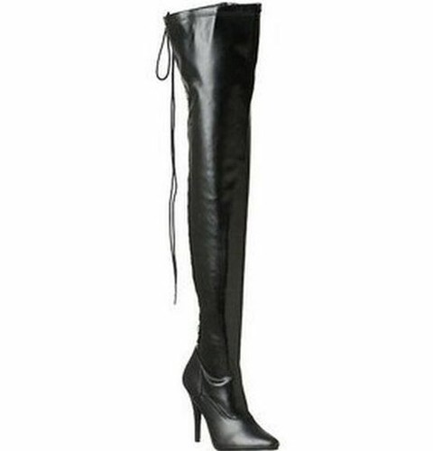 Thigh boots black patent - boots,