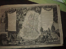 Haut Rhin MAP from the ILLUSTRIOUS NATIONAL ATLAS mid 19th century