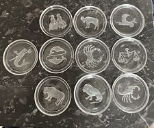10 Val Saint Lambert Crystal Coasters Signs Of The Zodiac