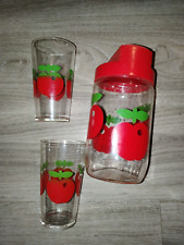 lot 2 Henkel glass glasses + sugar jar vintage apple decor