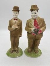Vintage Laurel And Hardy Painted Chalkware/Plaster Figures