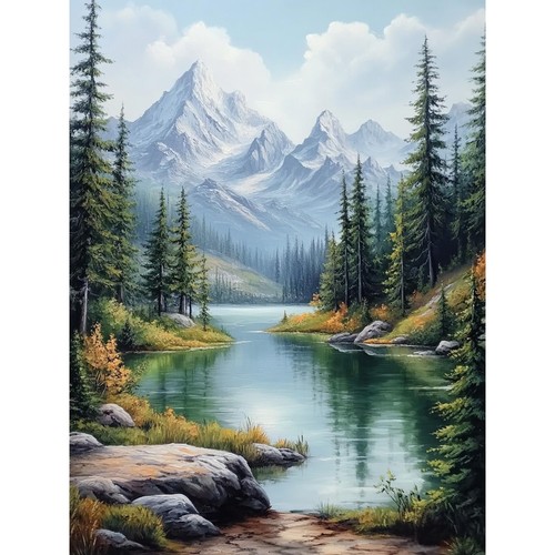 Lac montagnes peinture par - montagnes,