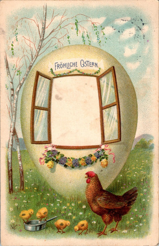 Lithographie pâques coq - coq, et