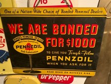Pennzoil Dealer Sign double sided original USA Bonded Pennzoil Dealers 1930’s