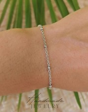 Bracelet chaîne Satellite acier inoxydable Bracelet chaine perlée minimaliste 