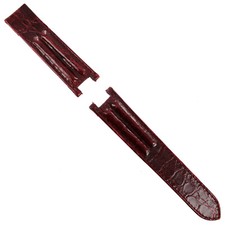 20mm Morellato Burgundy Gen. Crocodile Cartier Pasha Deployment Clasp Fit Band