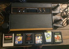 Atari 2600 Vintage Console with Controllers and 6 games - Untested