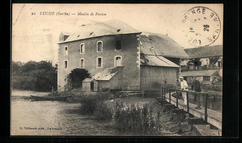 Cpa luché moulin ponton - luché,,