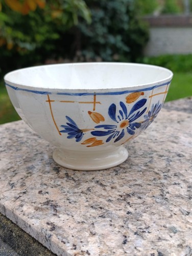 Bol ancien céramique fleurie