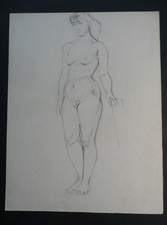 ECOLE FRANCAISE - ETUDE DE NU FEMININ - DESSIN ORIGINAL MINE DE PLOMB - CURIOSA