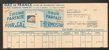 PARIS (IX°) Société du GAZ DE FRANCE / Invoice in 1954 illustrated FOUR Ménager