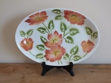 + Vintage Oval Dish Moulin des Loups Orchies Flowers 1950s +