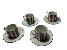 VTG Espresso Set Of 4 Demi-Tasse Cups And Saucers Coffee Nespresso Red Green
