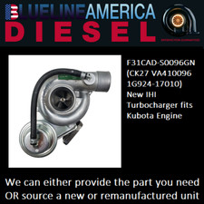 fits Kubota Engine New IHI Turbocharger F31CAD-S0096GN CK27 VA410096 1G924-17010