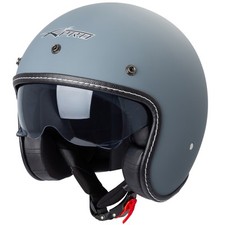 Casque Moto Jet Cafe Racer Homologué ECE 22-06 Scooter Custom Gris Mat