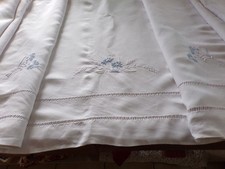 Antique Linen Floral Embroidery Sheet 230cm x 308cm