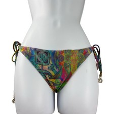 Luli Fama Bikini Bottoms Womens Large Pink Paisley Graphic Swim Bottoms