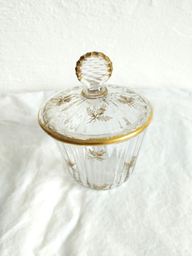 Pot couvert verre gravé - verre, ala