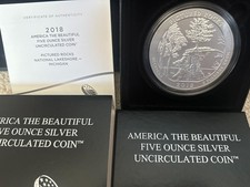 2018-P 5 oz Silver ATB Pictured Rocks (w/Box & COA)