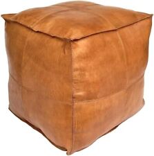Pouf Carré en Cuir Non Rembourré -  - Pouf Marocain Ottoman en Cuir Véritable