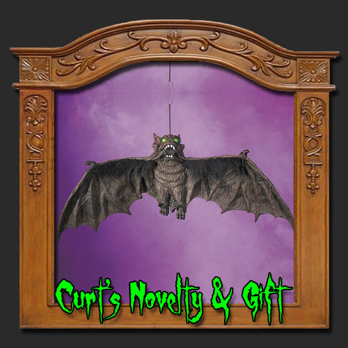 Hanging black vampire bat - 36",
