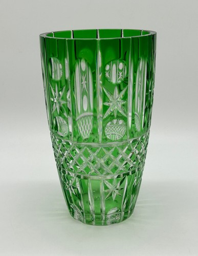 Vase cristal taillé vert - vase, en