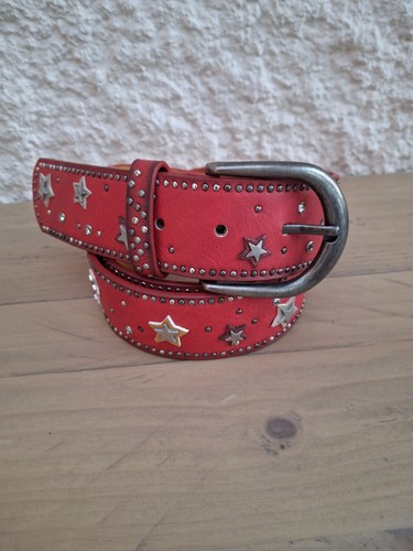 Ceinture rouge boucle acier - ceinture,