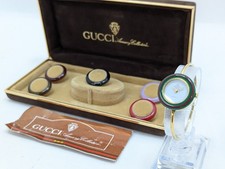 GUCCI Change Bezel Watch Quartz Gold White BOXED Working Women's Authentic