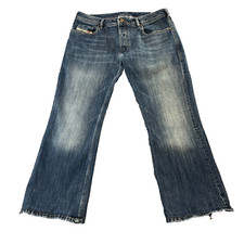 Diesel Zathan Mens Jeans Bootcut Whiskers Y2K Mid Blue Denim Washed W36 L28 *