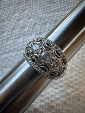 Tacori IV Epiphany Bloom Wide Sterling Silver CZ Diamonique Ring Size 7.75