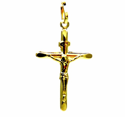 Pendentif croix jaune - or,